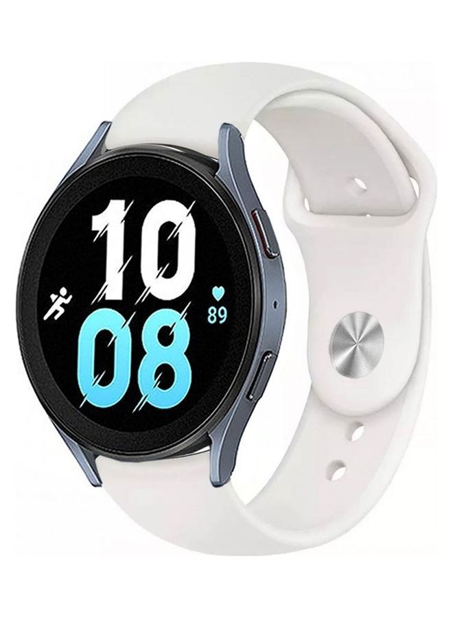 Samsung Galaxy Watch 5 / Galaxy Watch 5 Pro Band Silicone Replacement Strap 20mm Compatible with Galaxy Watch5 (44mm/40mm) Galaxy Watch5 Pro (45mm) White