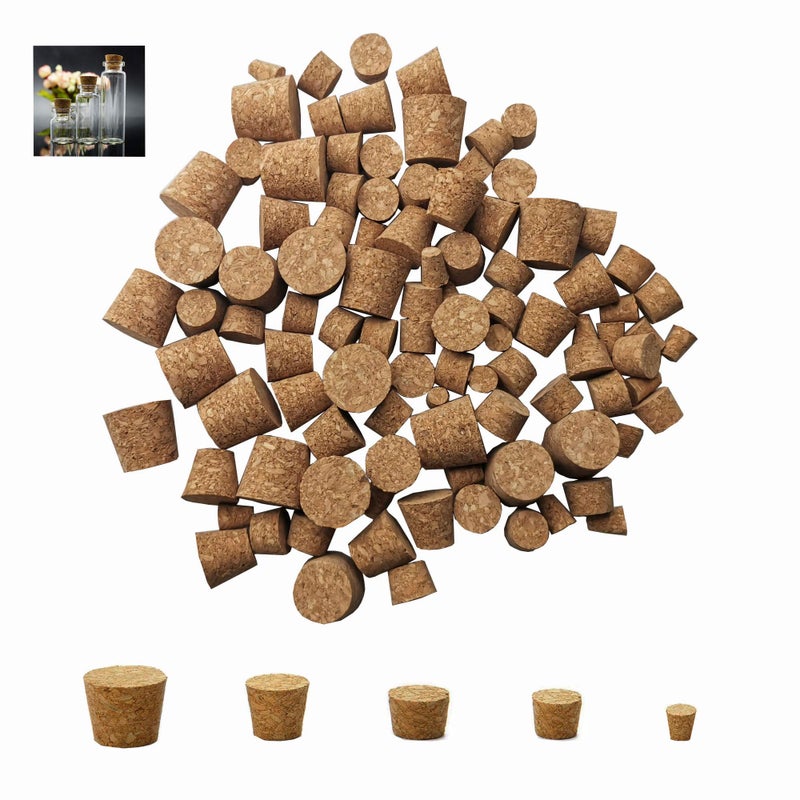 TOSPARTY Cork Stoppers - 100-Pack Mini Cork Stoppers, Tapered Corks Bottle Plugs, 5 Sizes - Image 5