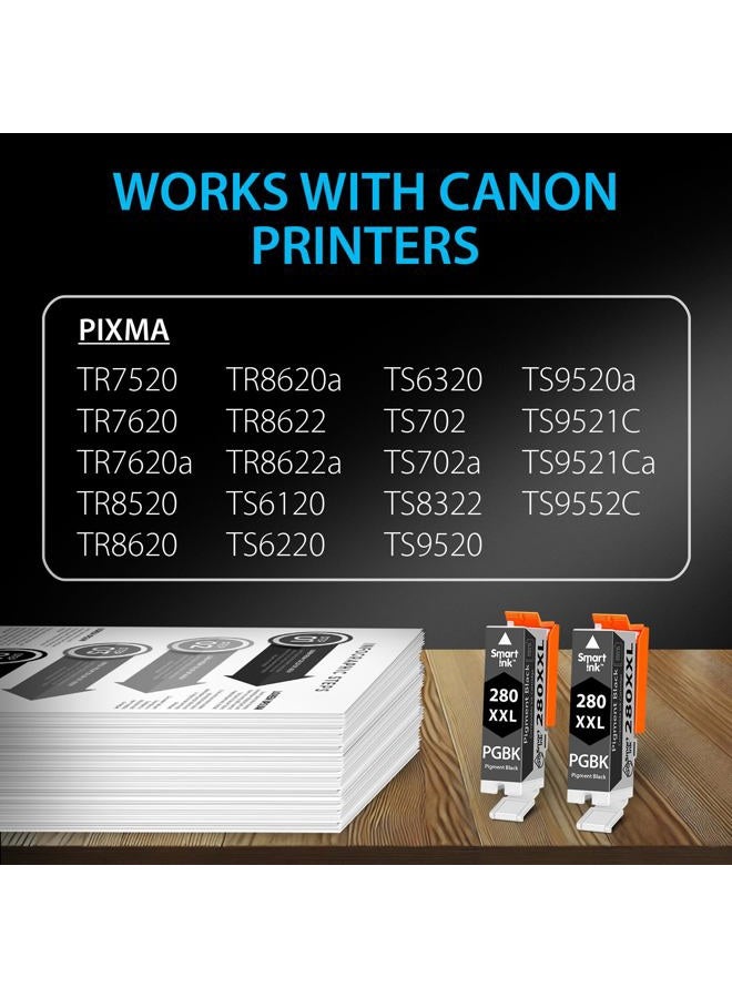 Smart Ink Compatible Ink Cartridge Replacement for Canon 280 XXL PGI-280XXL PGI 280 (PGBK, 2 Pack Combo) to use with TR8520 TS9120 TS6120 TR7520 TS6220 TS6320 TS8220 TS8120 TS8320 TS9521C TS9520 TS702 - Image 2