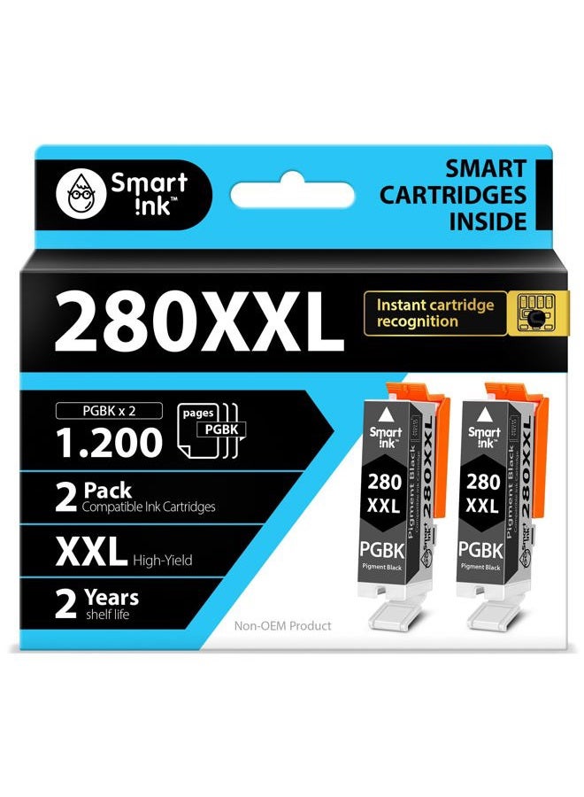 Smart Ink Compatible Ink Cartridge Replacement for Canon 280 XXL PGI-280XXL PGI 280 (PGBK, 2 Pack Combo) to use with TR8520 TS9120 TS6120 TR7520 TS6220 TS6320 TS8220 TS8120 TS8320 TS9521C TS9520 TS702 - Image 1