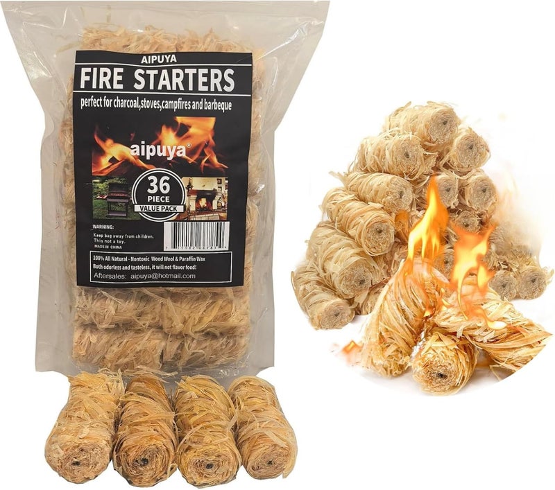 HOGOOD 36 PCS Natural Fire Starter Fire Lighter for Campfires BBQ Grill Fireplace Wood Stove Camp Fire Pit,Charcoal Starter,Quick Light Camping Fire Lighter (36) - Image 1
