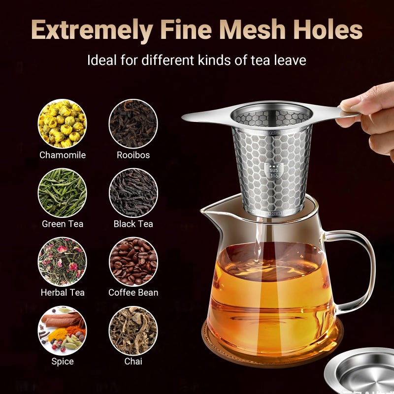 ANTYA 316 Stainless Steel Tea Infuser - 2 Pack, Fine Mesh, Hexagonal Mesh Pattern With Wide Rim Loose Leaf Tea Steeper - Image 5