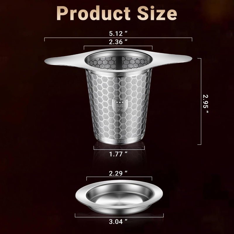 ANTYA 316 Stainless Steel Tea Infuser - 2 Pack, Fine Mesh, Hexagonal Mesh Pattern With Wide Rim Loose Leaf Tea Steeper - Image 2