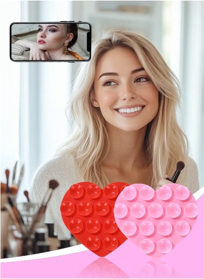 5PCS Heart-Shaped Silicone Suction Cup Phone Holder case | Anti-Slip & Self-Adhesive Multipurpose Phone Mounts for Home & Car - Image 2