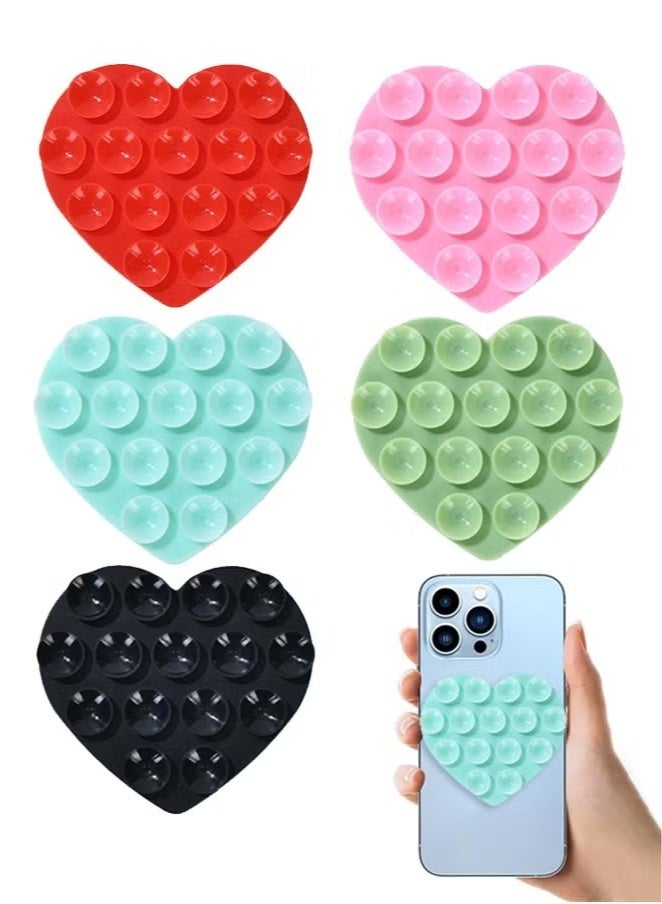 5PCS Heart-Shaped Silicone Suction Cup Phone Holder case | Anti-Slip & Self-Adhesive Multipurpose Phone Mounts for Home & Car - Image 1