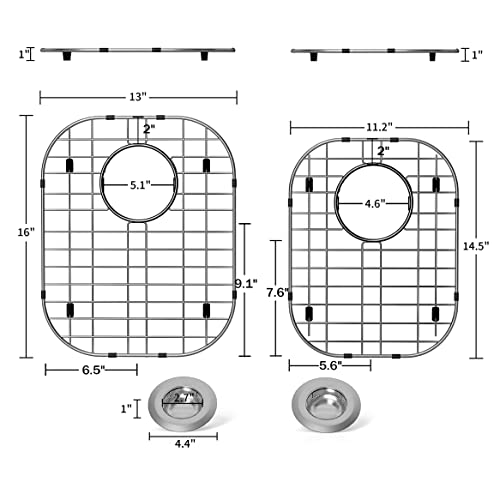 LOCVCDA 2Pack Sink Protector Grid 13"x16"and 11.2"x14.5", 304 Stainless Steel Sink Protectors for Kitchen Sink, Rust Resistant Metal Kitchen Sink Grid with 2Pack Sink Strainers (Rear Drain/4Pack) - Image 3
