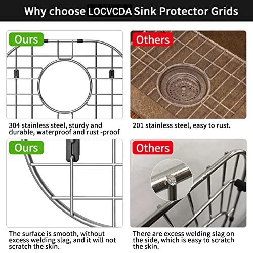 LOCVCDA 2Pack Sink Protector Grid 13"x16"and 11.2"x14.5", 304 Stainless Steel Sink Protectors for Kitchen Sink, Rust Resistant Metal Kitchen Sink Grid with 2Pack Sink Strainers (Rear Drain/4Pack) - Image 4