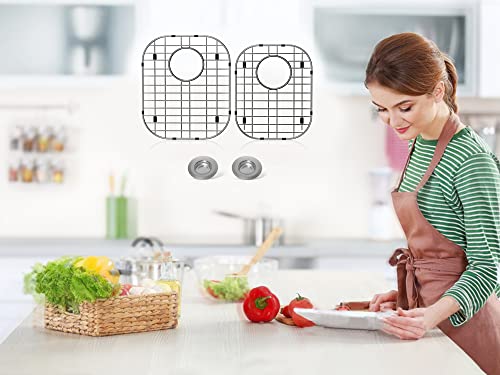 LOCVCDA 2Pack Sink Protector Grid 13"x16"and 11.2"x14.5", 304 Stainless Steel Sink Protectors for Kitchen Sink, Rust Resistant Metal Kitchen Sink Grid with 2Pack Sink Strainers (Rear Drain/4Pack) - Image 2