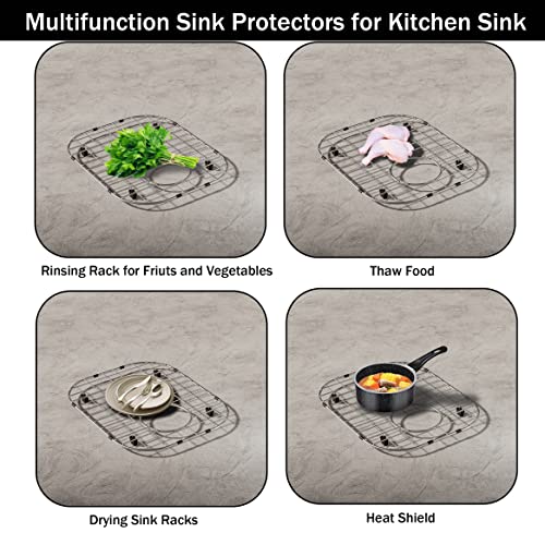 LOCVCDA 2Pack Sink Protector Grid 13"x16"and 11.2"x14.5", 304 Stainless Steel Sink Protectors for Kitchen Sink, Rust Resistant Metal Kitchen Sink Grid with 2Pack Sink Strainers (Rear Drain/4Pack) - Image 5