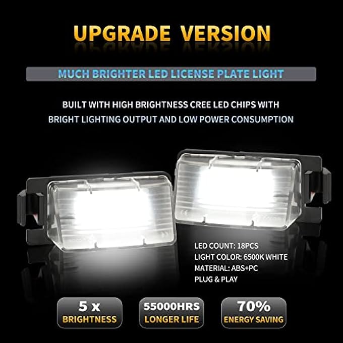 DERMOKA Wugod Led License Plate Light For Nissan 350Z 370Z GtR Versa Cube Leaf  Infiniti G25 G35 G37 Q40 Q60 Tag Lamp Assembly 6000K White 2Pcs - Image 2