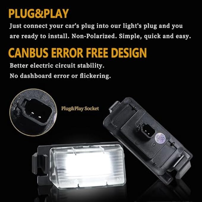 DERMOKA Wugod Led License Plate Light For Nissan 350Z 370Z GtR Versa Cube Leaf  Infiniti G25 G35 G37 Q40 Q60 Tag Lamp Assembly 6000K White 2Pcs - Image 3