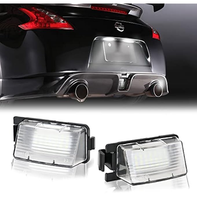 DERMOKA Wugod Led License Plate Light For Nissan 350Z 370Z GtR Versa Cube Leaf  Infiniti G25 G35 G37 Q40 Q60 Tag Lamp Assembly 6000K White 2Pcs - Image 1