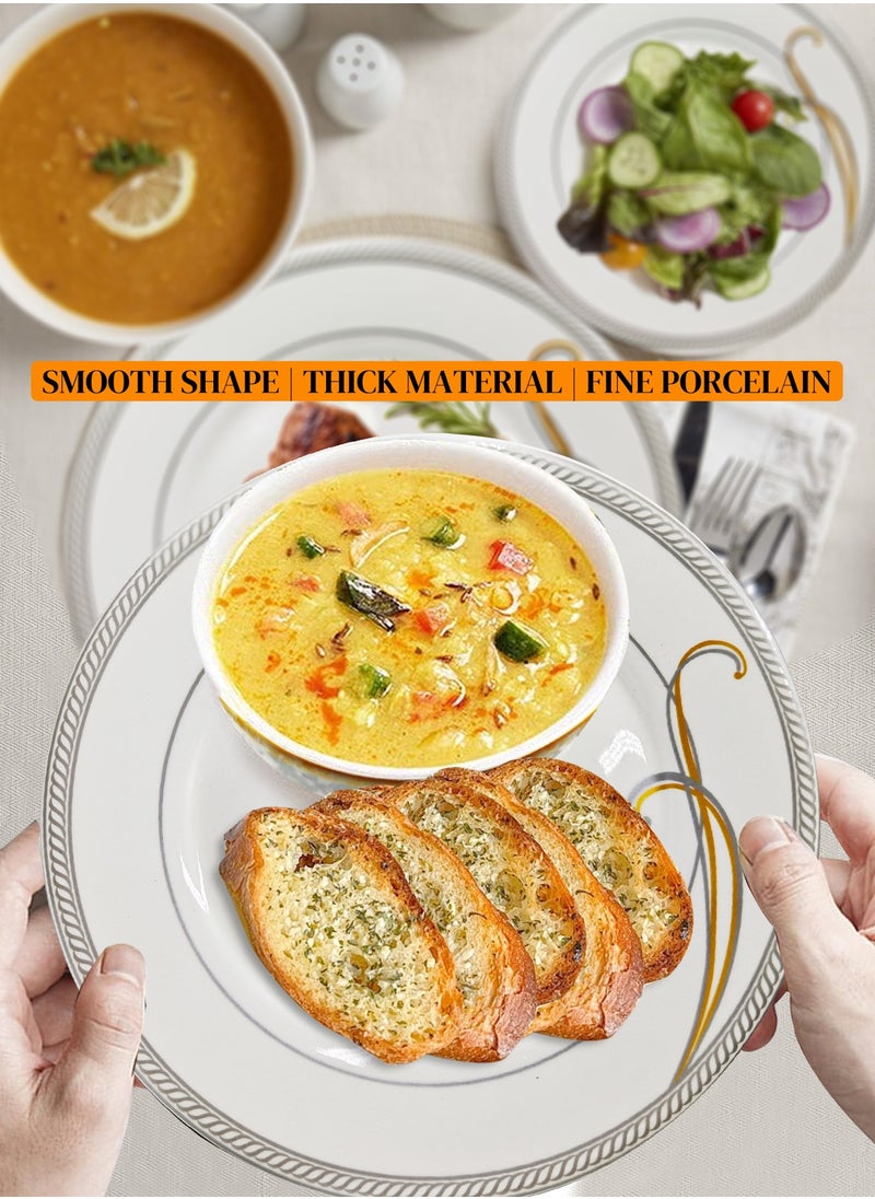 nihao 18 Piece High Quality Porcelain Dinner Set- Includes 6*10 inch Plates, 6*8 inch Plates, 6*4.5 Inch Vegetable Bowls, Ceramic Dinnerware Sets, Microwaveable and Freezer-Friendly/ Eco-Friendly and Food-Grade  - Image 3