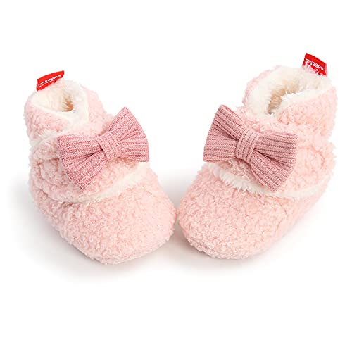 GDSDYM Baby Girl Booties Cozy Slippers Soft Winter Warm Bowknot Baby Dress Shoes Infant Newborn Crib Sock Shoes First Walkers Pink 612 Months - Image 1