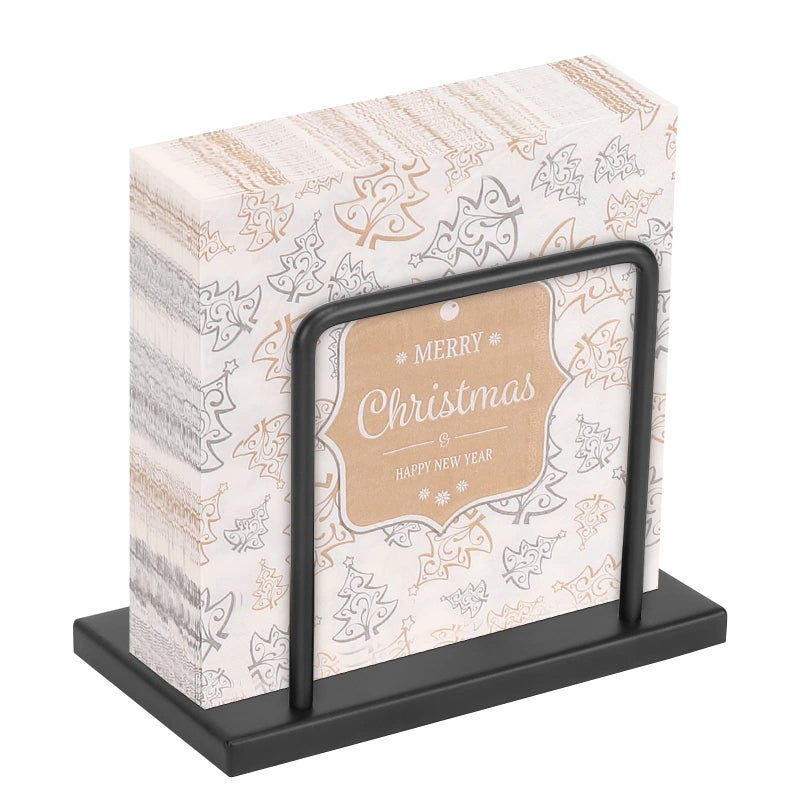 Livabber Napkin Holder, Metal Napkin Storage Modern Freestanding Tissue Paper Dispenser for Table Kitchen Countertop (Metal Base, Black) - Image 1