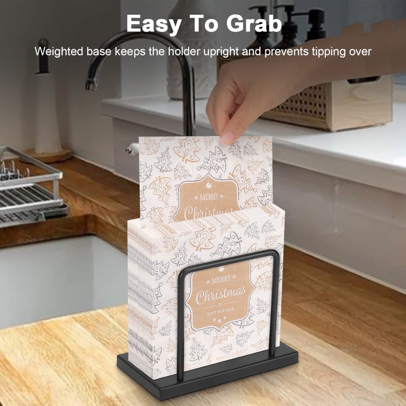 Livabber Napkin Holder, Metal Napkin Storage Modern Freestanding Tissue Paper Dispenser for Table Kitchen Countertop (Metal Base, Black) - Image 5