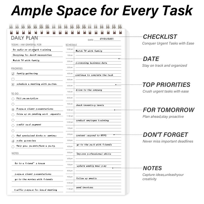 KAICN 24 Hour Daily Planner - To Do List for Work & Personal Life, Productivity Everyday Planner, Daily Schedule, 6.5 x 9.8 - Image 2