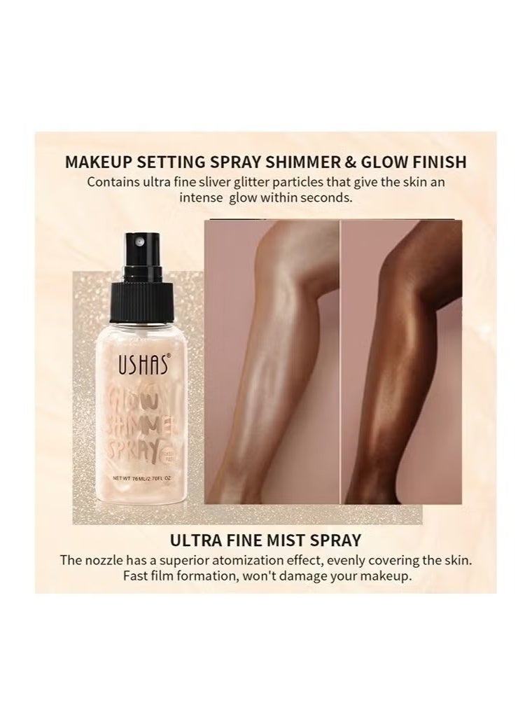 Ushas Glow Shimmer Spray - Shimmer Body Oil Liquid Easy to Push Away Natural Moisture Glitter Face Brightening Glow Pearl Highlighter Illuminator Shine Contouring Makeup for Face and Body #02 - Image 3