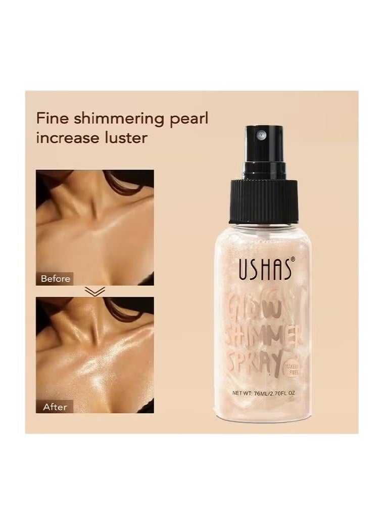 Ushas Glow Shimmer Spray - Shimmer Body Oil Liquid Easy to Push Away Natural Moisture Glitter Face Brightening Glow Pearl Highlighter Illuminator Shine Contouring Makeup for Face and Body #02 - Image 5