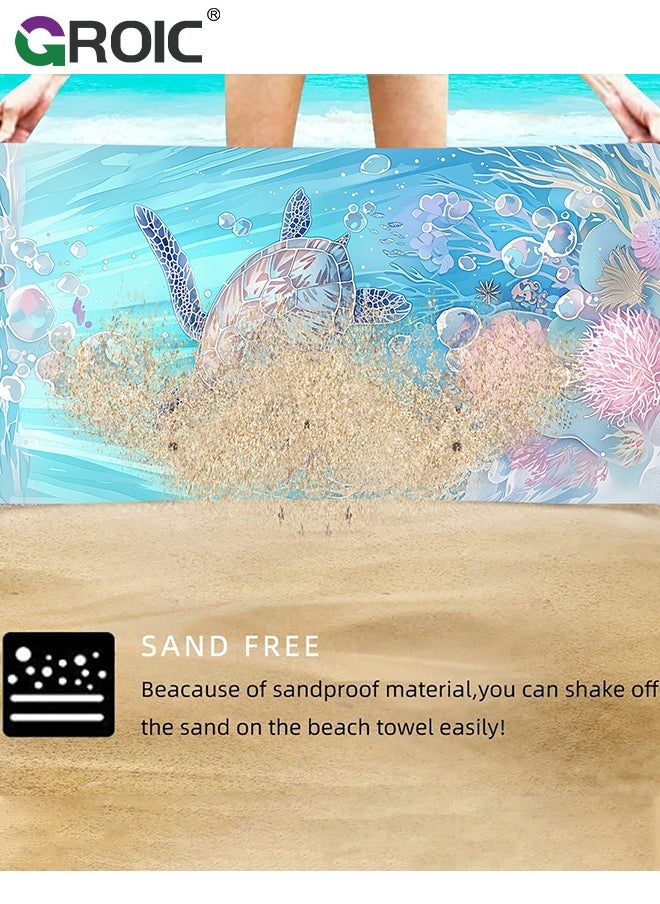 GROIC Microfiber Beach Towel,Beach Towel Bag, 63''x31'' Large Towels, Lightweight Compact Quick Dry Absorbent Pool Towel for Bath,Camping,Swimming,Travel Accessories,Compact Towels for Swimming Pool  - Image 4