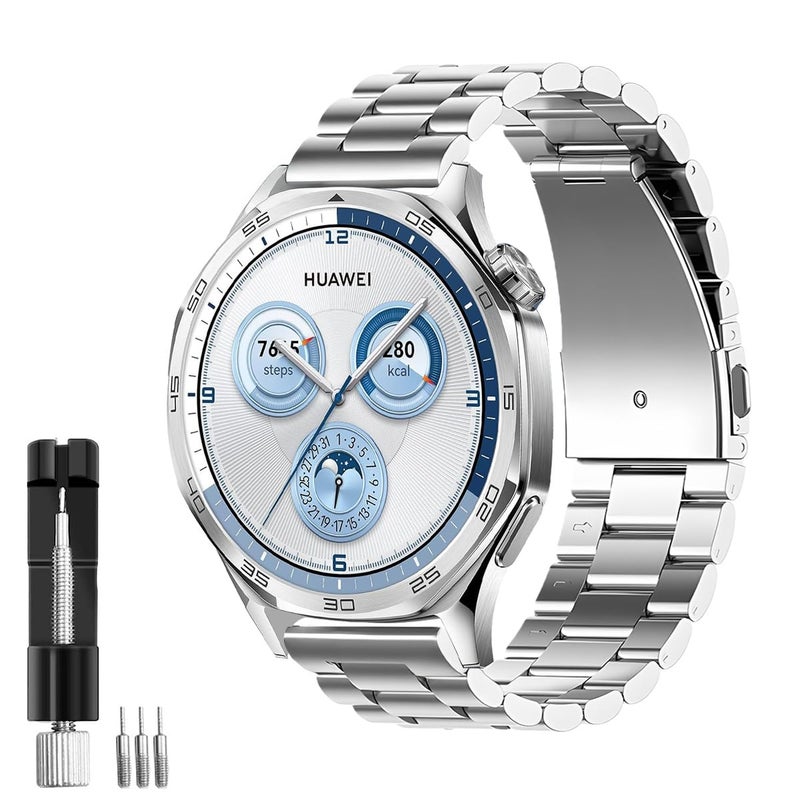 22mm Band Strap for Huawei Watch 5 46mm / GT5 46mm / GT5 Pro 46mm / GT4 46mm / GT3 46mm, Stainless Steel Metal Replacement Band - Image 2