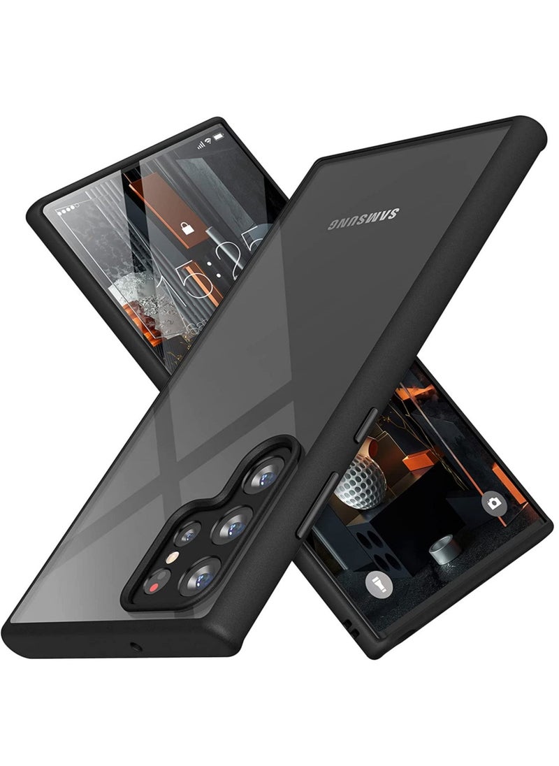 Raxoom Compatible with Samsung Galaxy S22 Ultra Case, Clear Thin Slim Crystal Transparent Shockproof Bumper Cover for Samsung S 22 Ultra 5G (2022) (Black) - Image 1