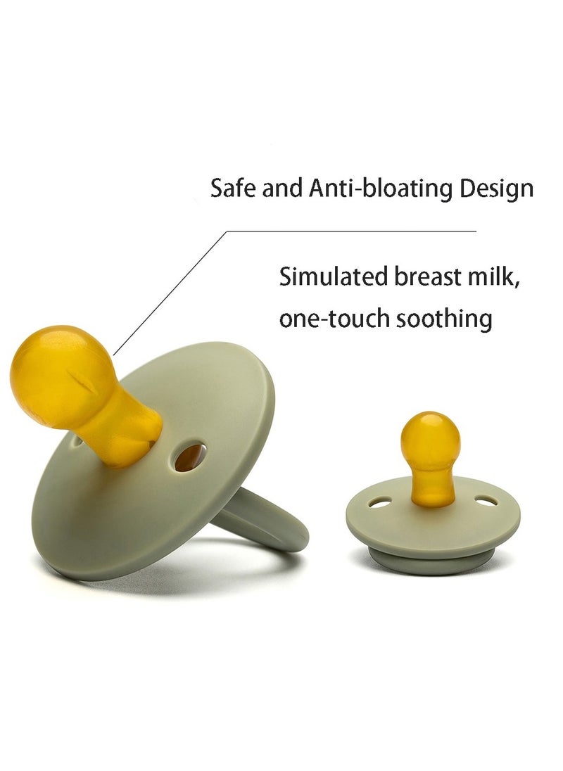 2-Pack Soother Natural Soft Baby Pacifier Latex Soother with Foldable Handle and Double Ventilation Holes BPA Free Baby Teether