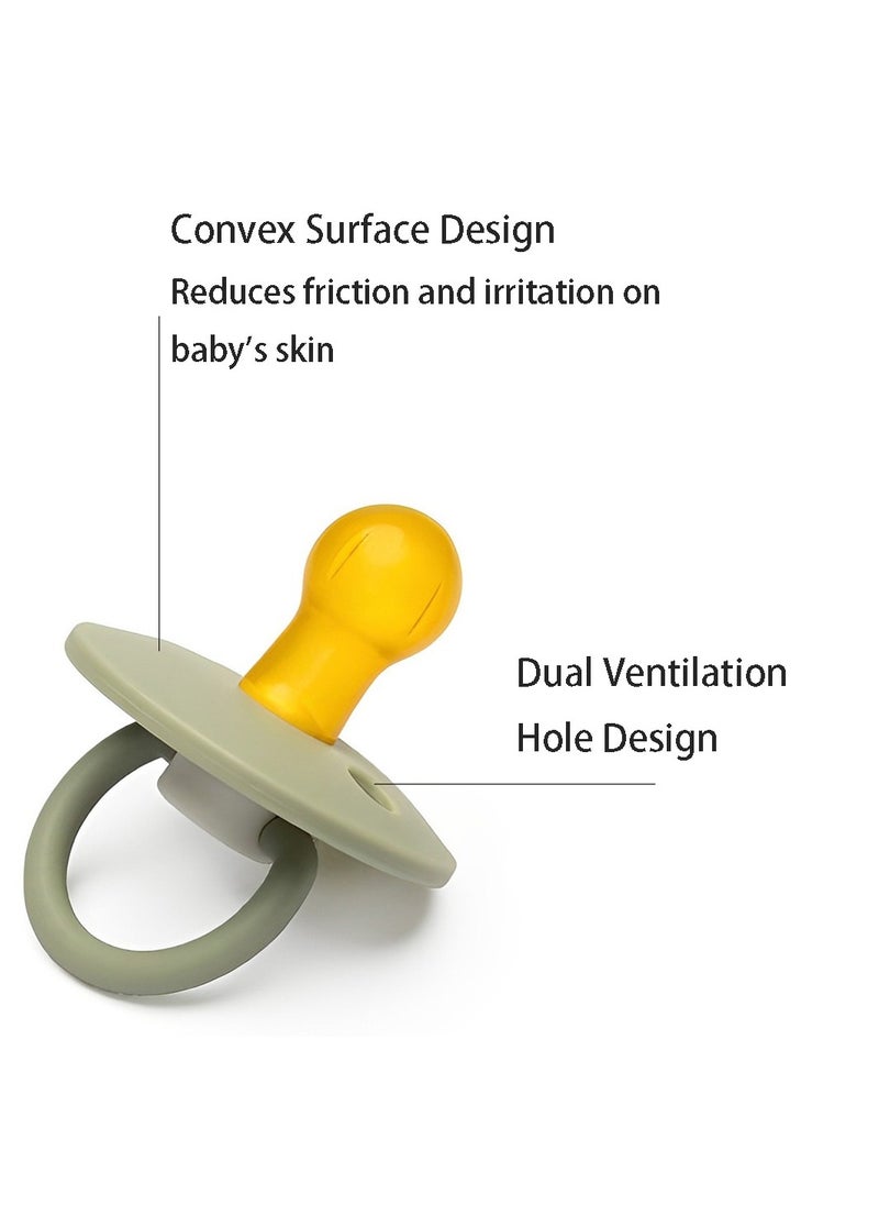 2-Pack Soother Natural Soft Baby Pacifier Latex Soother with Foldable Handle and Double Ventilation Holes BPA Free Baby Teether