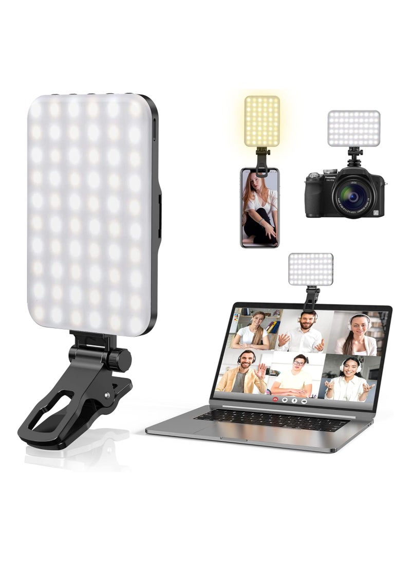 Rechargeable Selfie Light with 60 LEDs – 2200mAh Clip-On Video Light for Mobile, Tablet & Laptop – 7 Lighting Modes, 10 Brightness Levels - Image 1