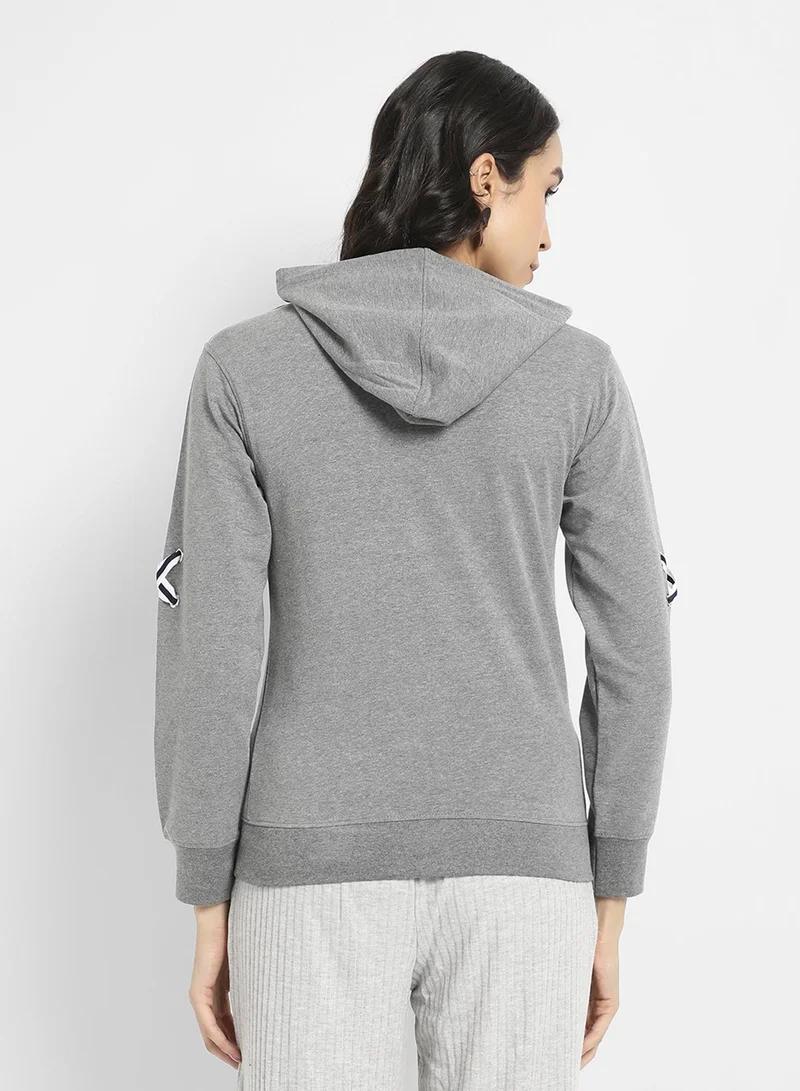 Pinacolada  Women's Grey Pullover Hoodie With Criss-Cross Details for Women | Best Price UAE