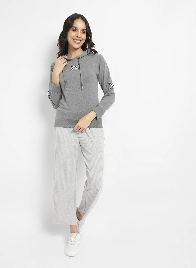 Pinacolada  Women's Grey Pullover Hoodie With Criss-Cross Details for Women | Best Price UAE