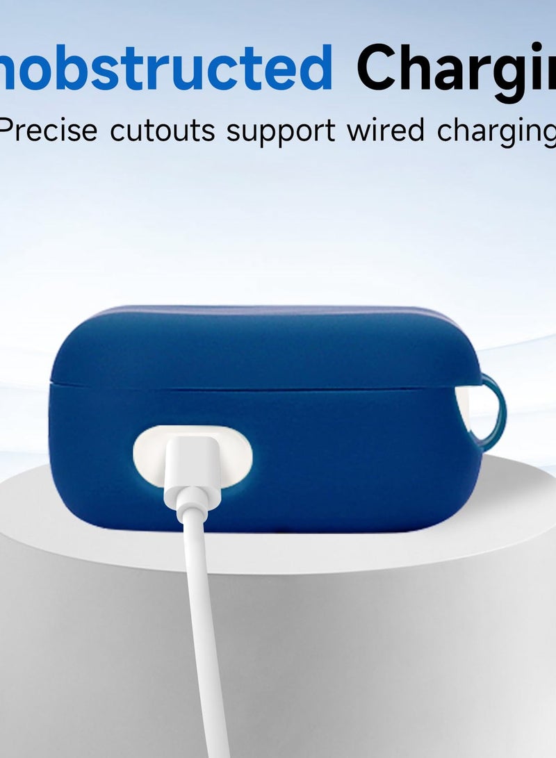 Soft Silicone Shockproof Case for Echo Buds 2023 with Carabiner and Front LED Visibility in Blue and Black - Image 4