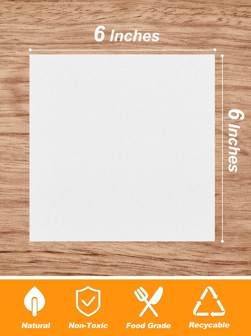 SMARTAKE 6 x 6 Inches Wax Paper for Food, 1000 Pcs Non-Stick Hamburger Patty Paper, Square Sandwich Separators Wrapping Paper, for Lunch, Restaurants, Barbecues, Picnics, Parties, White - Image 2