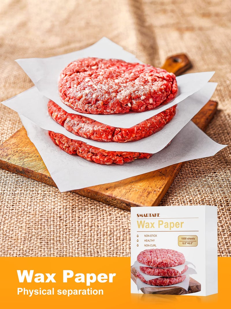 SMARTAKE 6 x 6 Inches Wax Paper for Food, 1000 Pcs Non-Stick Hamburger Patty Paper, Square Sandwich Separators Wrapping Paper, for Lunch, Restaurants, Barbecues, Picnics, Parties, White - Image 3