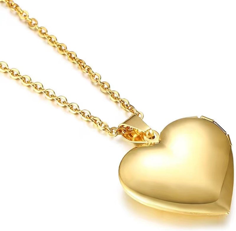YOUFENG Love Heart Locket Necklace that Holds Pictures Polished Lockets Necklaces Birthday Gifts - Image 3