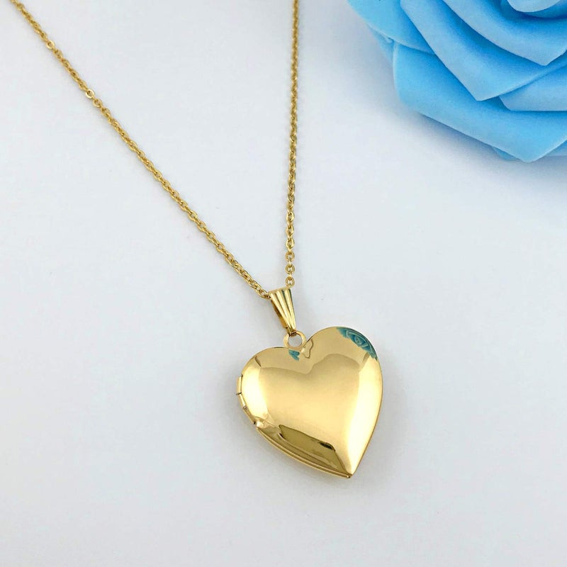 YOUFENG Love Heart Locket Necklace that Holds Pictures Polished Lockets Necklaces Birthday Gifts - Image 4