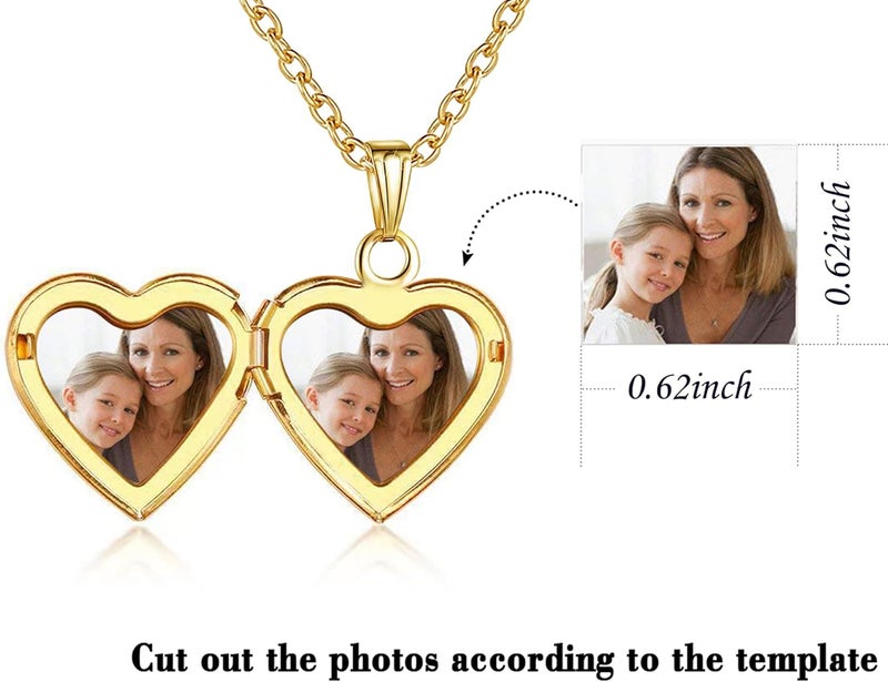 YOUFENG Love Heart Locket Necklace that Holds Pictures Polished Lockets Necklaces Birthday Gifts - Image 2