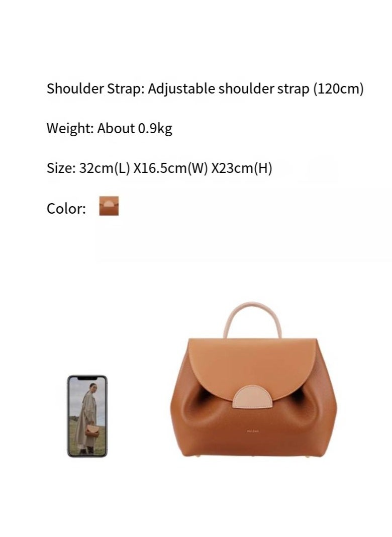 NIBEMINENT - Polene Smile Bag - French Minimalist Design, Genuine Leather, Chic Everyday Tote for Women - Image 1