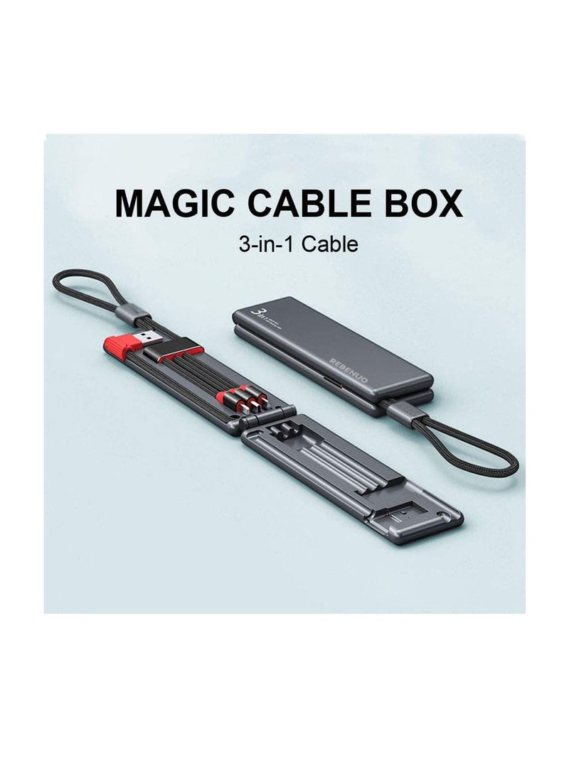 ريبنيو صندوق شحن ماجيك متعدد الشحن من ريبينو ، 3 في 1 سلك شحن سريع مضفر نايلون محمول - Image 5