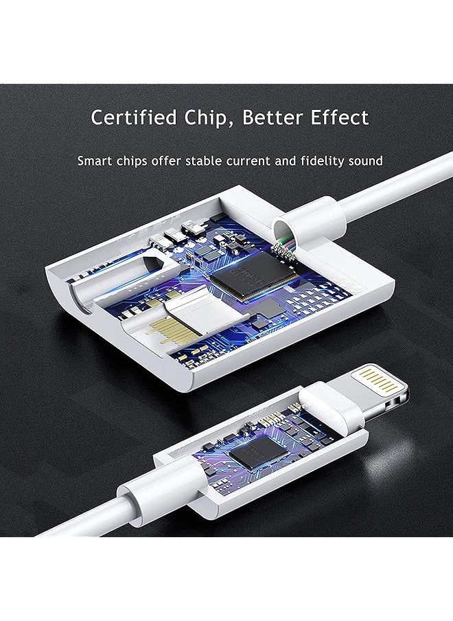 erorex - 2 In 1 Lightning Jack Headphone Adapter，Mfi Certified Lightning To 3.5Mm Jack Aux Audio Dongle Headphone Compatible For Iphone 12 11 - Image 1