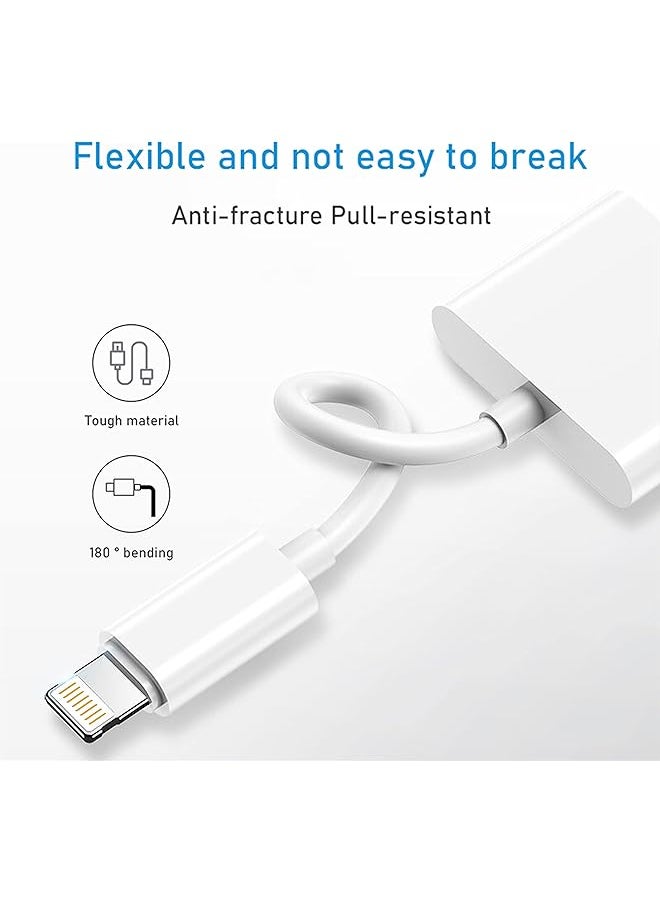 erorex - 2 In 1 Lightning Jack Headphone Adapter，Mfi Certified Lightning To 3.5Mm Jack Aux Audio Dongle Headphone Compatible For Iphone 12 11 - Image 1