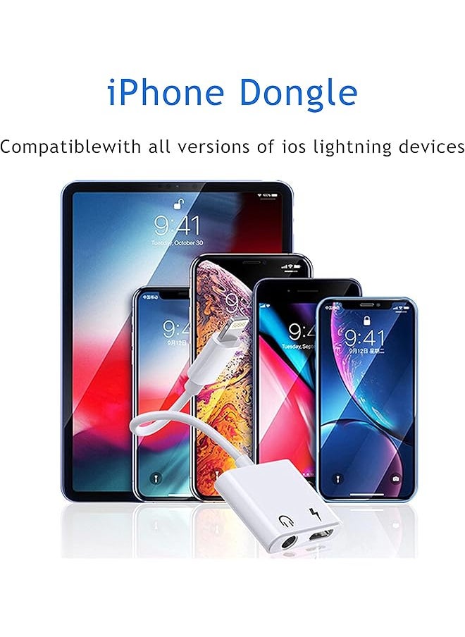 erorex - 2 In 1 Lightning Jack Headphone Adapter，Mfi Certified Lightning To 3.5Mm Jack Aux Audio Dongle Headphone Compatible For Iphone 12 11 - Image 1
