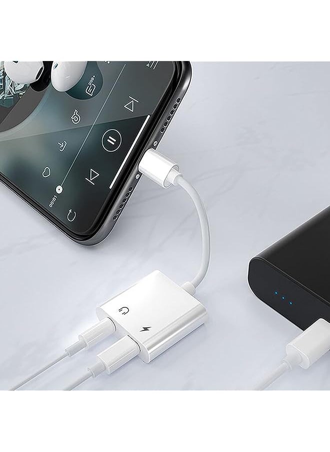 erorex - 2 In 1 Lightning Jack Headphone Adapter，Mfi Certified Lightning To 3.5Mm Jack Aux Audio Dongle Headphone Compatible For Iphone 12 11 - Image 1