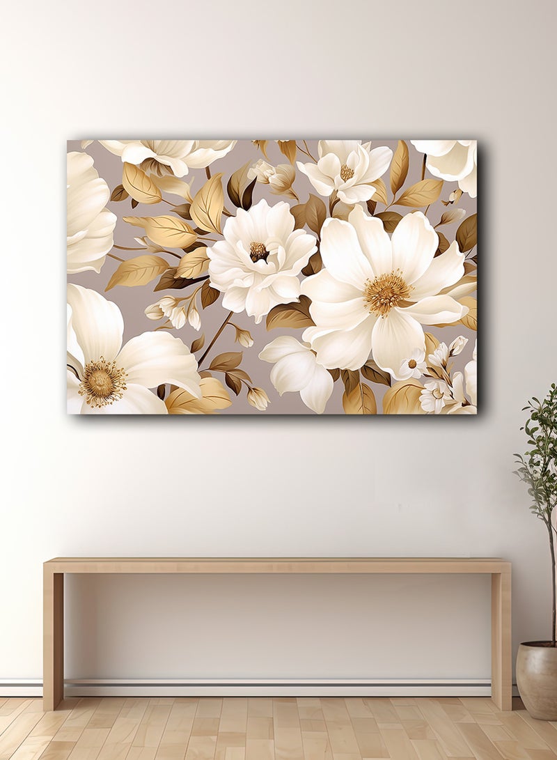 LOWHA Canvas Wall Art Stretched Over Wooden Frame with Modern Flowers Painting - Image 2