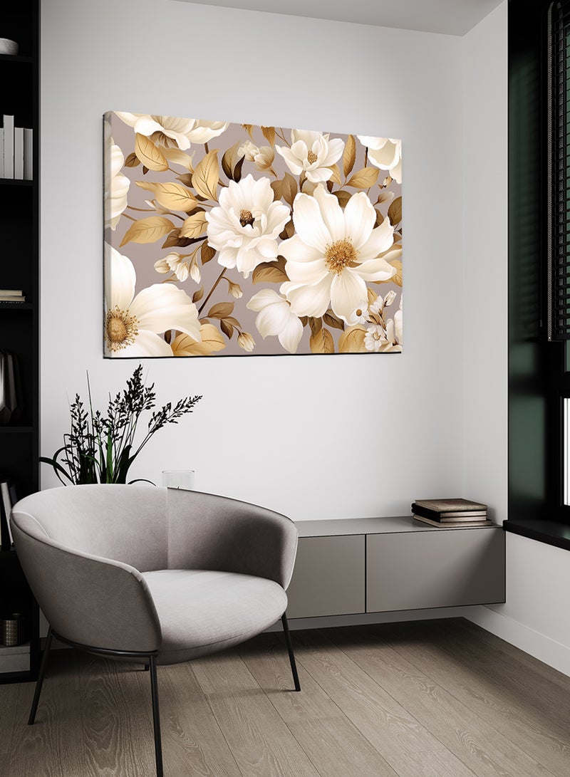 LOWHA Canvas Wall Art Stretched Over Wooden Frame with Modern Flowers Painting - Image 1