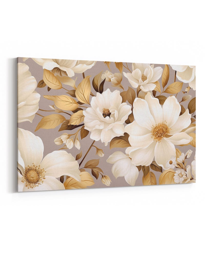 LOWHA Canvas Wall Art Stretched Over Wooden Frame with Modern Flowers Painting - Image 4