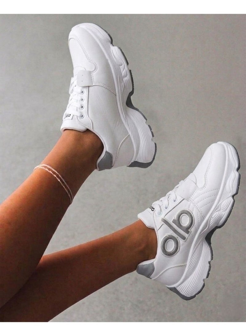 Vbranda A luxurious, eye-catching, and stylish sneaker.L-19-WHITE WITH GRAY - Image 1