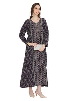 HANA & SARA UNIQUE THREAD EMBROIDERY WITH SMALL STONE WORK LONG VISCOSE ARABIC KAFTAN FARASHA DRESS  - Image 1