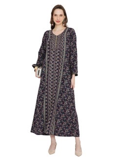 HANA & SARA UNIQUE THREAD EMBROIDERY WITH SMALL STONE WORK LONG VISCOSE ARABIC KAFTAN FARASHA DRESS  - Image 5