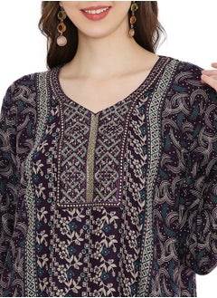 HANA & SARA UNIQUE THREAD EMBROIDERY WITH SMALL STONE WORK LONG VISCOSE ARABIC KAFTAN FARASHA DRESS  - Image 3